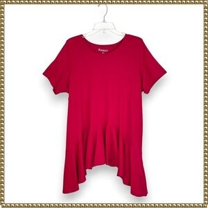 Roamans Plus Size Red Ruffle Tunic Top - 18/20